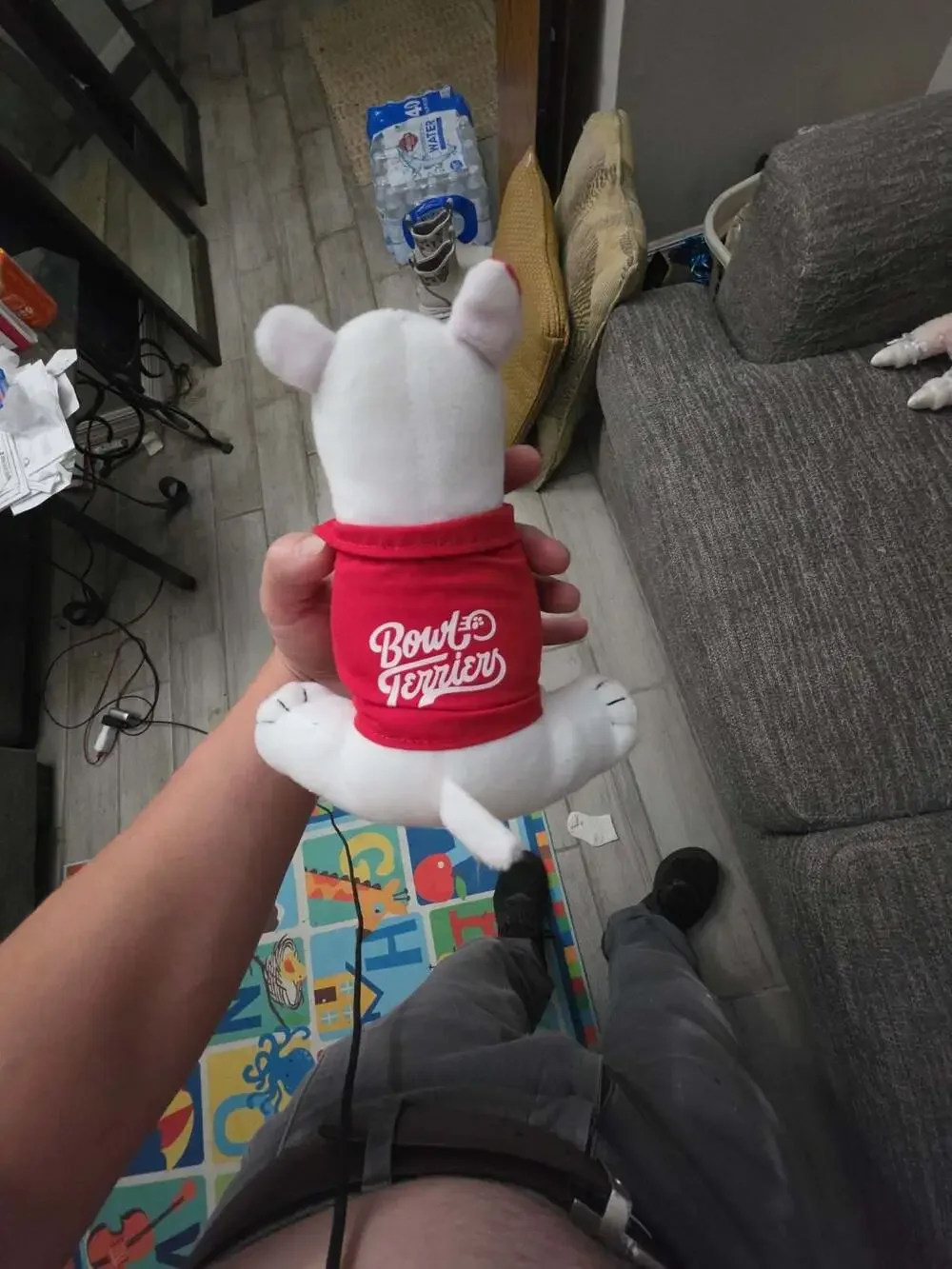 Target Bullseye Mascot Bull Terrier Plush in Bowl Terrier Red Shirt